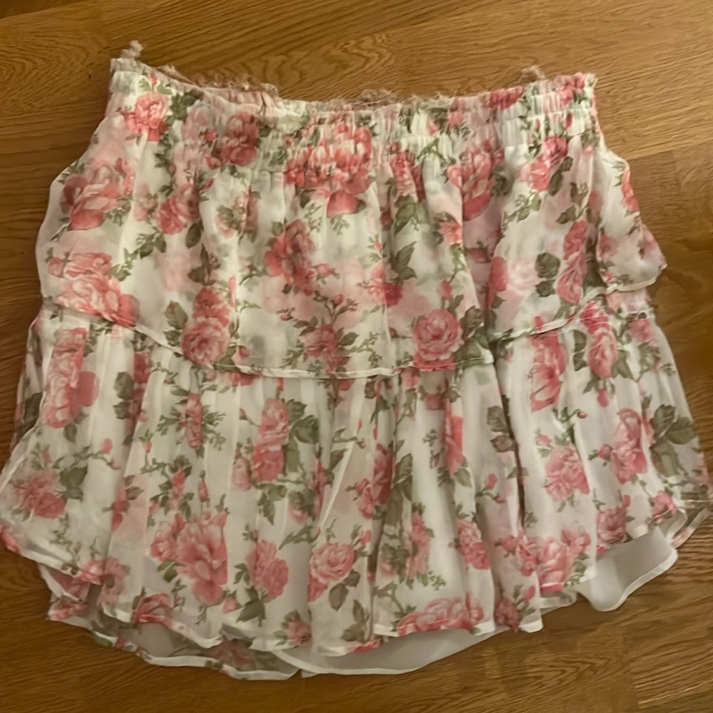 LoveShackFancy Ruffle Mini Floral Skirt - size L